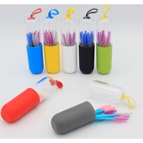 10pcs Reusable Empty Eyebrow Brush Tube Disposable Eyelash Eyebrow Brush Replaceable Dust-proof Eyeshadow Brush Storage Case