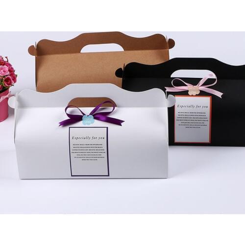 100pcs/lot 27.5*10.5*7.5cm Kraft Card Paper DIY Party Muffin Cake Box With Handle Cupcakes Holder Packing Free Shipping ZA3919