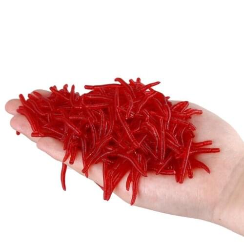 25PCS-100PCS Lifelike Red Worm Fishing Silicone Soft Bait Simulation Fishy Shrimp Additive Perch, Carp and Crucian Special Kill