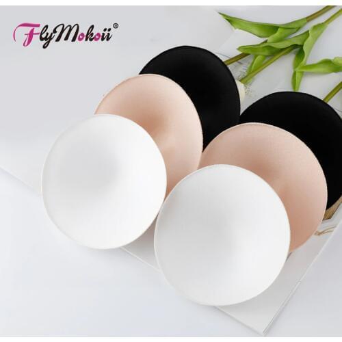 Flymokoii 3 Pairs/Lot Chest Cups 1cm Thickness Insert Breast Enhancer Push Up White Black Bikini Swimsuit Women Bra Nude Pad