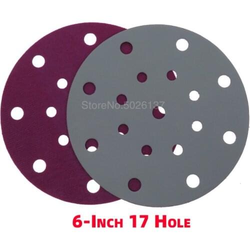 6-INCH 150MM 17 Holes Green Film Aluminum Oxide Sanding Discs Hook & Loop Sand Paper Dry Wet Sandpaper Round Shape Buffing