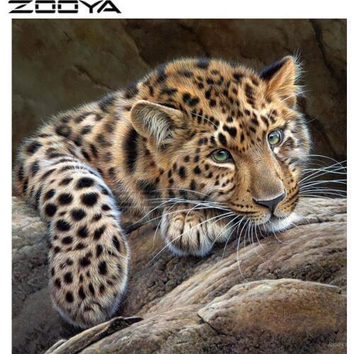 ZOOYA 5D DIY Diamond Painting Full Square Animals Leopard Diamond Embroidery Cross Stitch Rhinestone Mosaic Painting Decor F1134