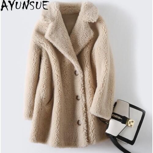AYUNSUE Real Fur Coat Female Jacket Winter Clothes Women Sheep Shearing Womens Coats Wool Jackets Manteau Femme Hiver 2020 J5960