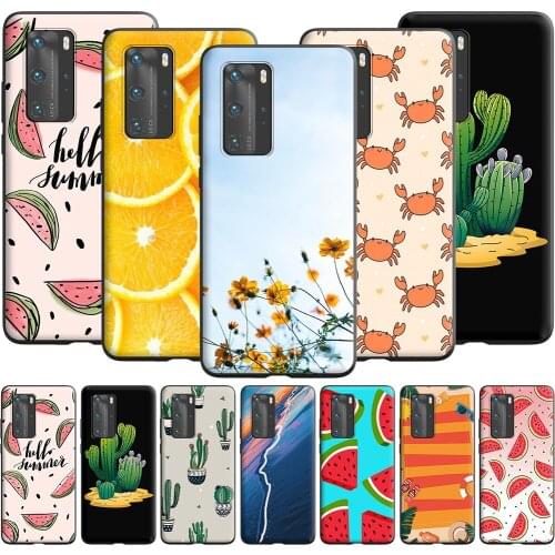 Summer Crab Watermelon Cactus Case for Huawei P10 Lite P20 P30 P Smart 2021 Z P40 Pro