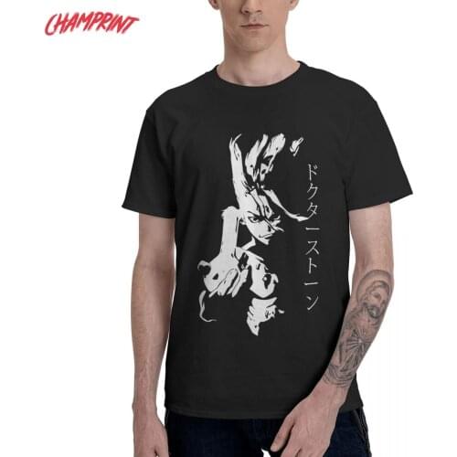 Dr Stone Ishigami Senku T Shirt Men Cotton Amazing T-Shirt Crew Neck Anime Tee Shirt Short Sleeve Clothes Unique