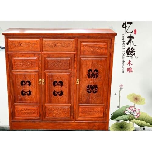 Rosewood furniture, African rosewood, solid wood triple cabinet, Chinese classical shoe cabinet, locker, sideboard, multi-functi