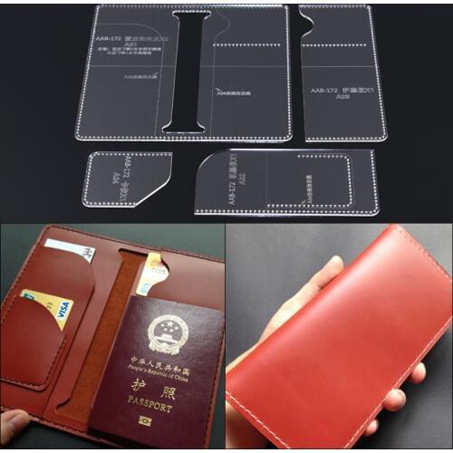 Handmade DIY Passport holder long wallet Template Clear Acrylic Leather Pattern Leathercraft 20x10x2cm