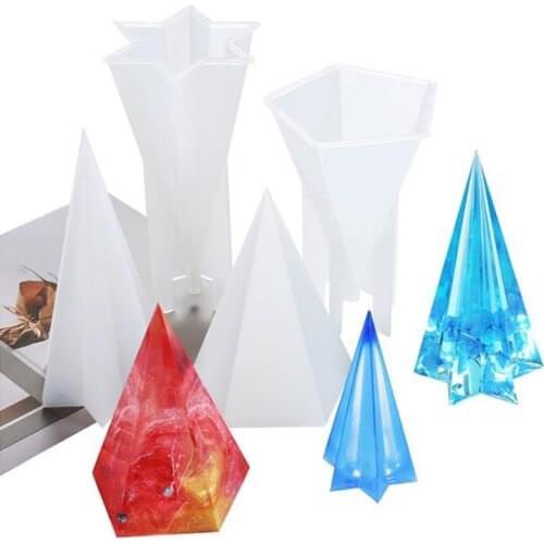 Silicone Mold Pentagonal Hexagonal Cone Silicone Mold for Candles Aromatherapy Crystal Epoxy Resin Mold DIY Night Light Ornament