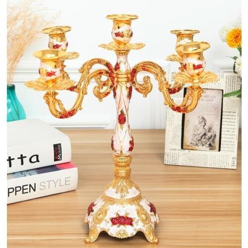 European color Painted 5 arm metal alloy tin candle holder candle lantern candle stand for home decorationZT005