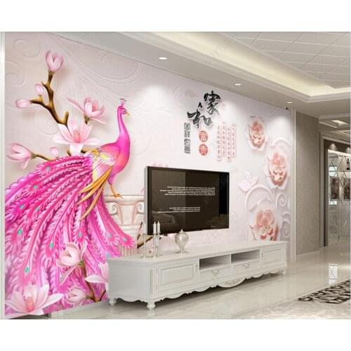 Photo wallpaper 3d on the wall custom mural Red peacock magnolia flower home decor room Wallpaper for walls in rolls