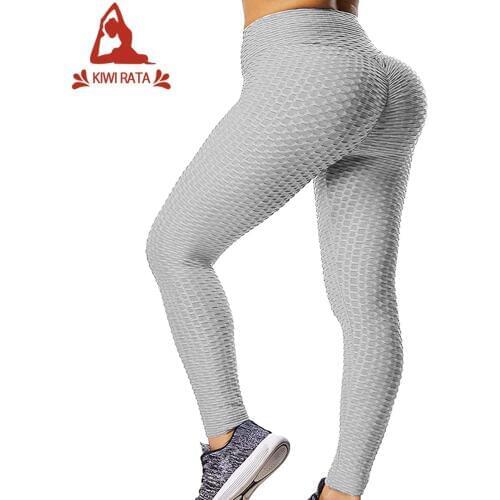 KIWI RATA Yoga Pants Leggings Sport Women Fitness Gym High Waist Push Up Yoga Pants Jacquard Fitness Legging Running Trousers