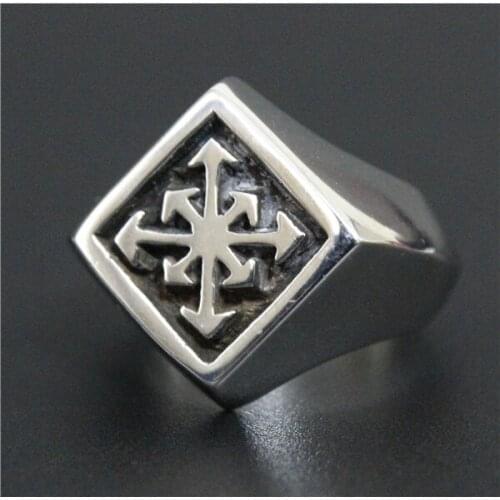 Drop Ship Size 7-13 Polishing Cool Cross Arrow Ring 316L Stainless Steel Man Boy Popular New Design Biker Ring