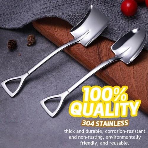 Creative Dessert Ice Cream Spoon 304 Steel Shovel Retro Iron Dessert Spoon Utensils for kitchen Tableware