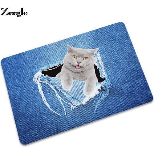 Zeegle Animal Printed Kitchen Carpet Anti-slip Home Decor Floor Mat Dustproof Door Mat for Bedroom Rubber Rug Dustproof DoorMat