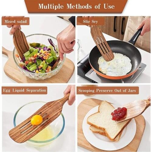 Spurtle Set,Teak Wood Kitchen Utensils Set,Cooking Utensils,Spurtles Kitchen Tools for Non-Stick Cookware