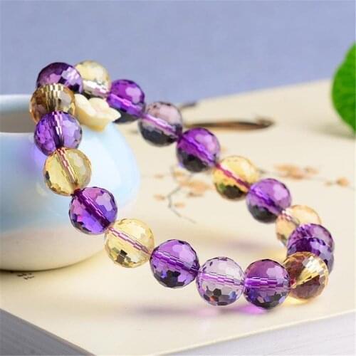 Top Natural Citrine Amethyst Bracelet Jewelry For Women Men Healing Gift Crystal Round Beads Stone Strands AAAAA 8mm 10mm 12mm