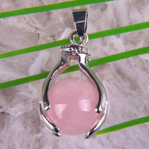 Natural Rose Crystal Round Bead GEM Pendant Jewelry For Gift S336