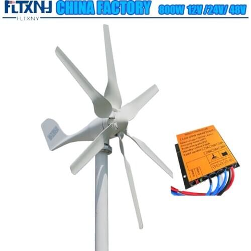 New Developed Wind Turbine 800w 12v 24v Generator With 6 Blades Free PWM Controller For Home Use
