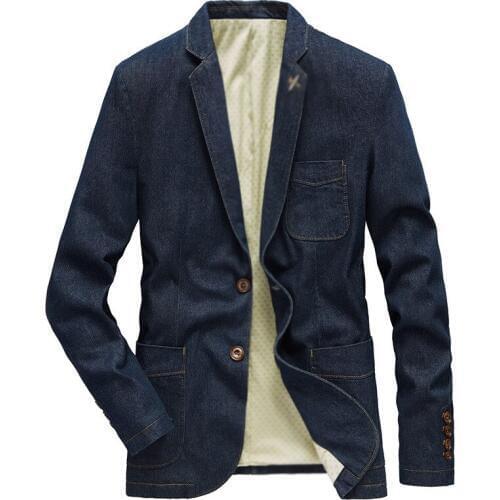 2019 New arrival fashion denim blazer for men long sleeves slim fit businessman casual blouse tops plus size jeans tops M-4XL