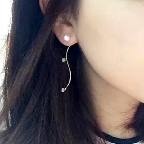 New Fashion Jewelry Temperament Imitation Pearl Earrings For Women Girls S Curve Crystal Long Section Stud Earrings