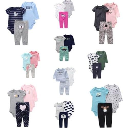 3Pcs baby boy girl clothes cartoon set long sleeve o-neck bodysuit+pants newborn clothing unisex new born costume cotton 2020