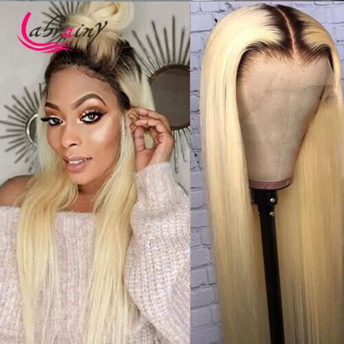 HD 613 Blonde Hightlight Lace Frontal Human HairWigs 13x6 Glueless Pre Plucked Ombre Straight Lace Front Wigs Bleached Knots