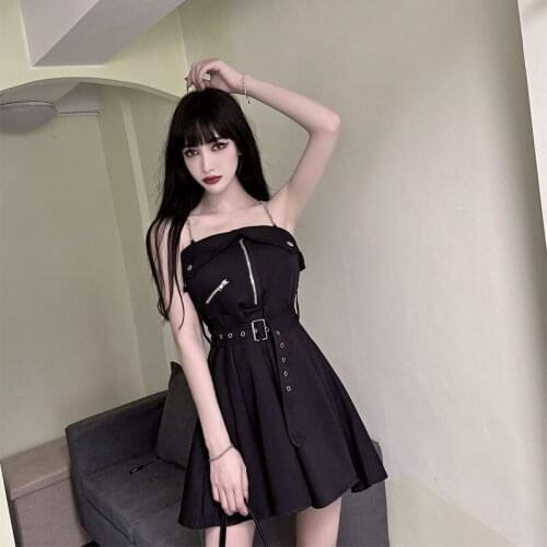 Korobov Korean Spaghetti Strap Women Black Dress Vintage Streetwear Slash Neck Dresses Japanese Elegant Summer A-Line Dress