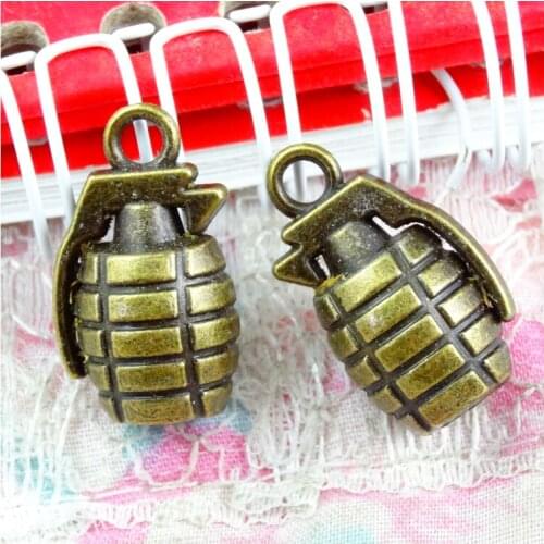 12pcs 13*22mm Antique Bronze Plated Grenade Charms Vintage Trendy Metal Zinc Alloy Weapons Pendant for Jewelry
