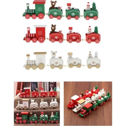 Xmas Wooden Train Santa Claus Kids Festival Ornament Decor Christmas Gifts