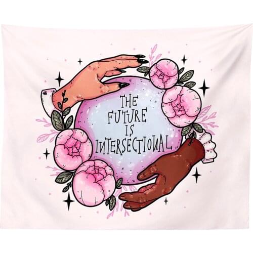 Pink Tapestry Wall Hanging Retro Vintage Boho Home Decor Magic Tarot Tapestry Wall Decor The Future Is Intersectional Wall Art