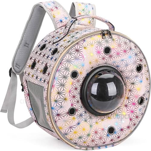 Pet Backpack Portable and Breathable Backpack for Going Out Round Space Bag Vehicle Portable Dog Travel Bag All Seasons