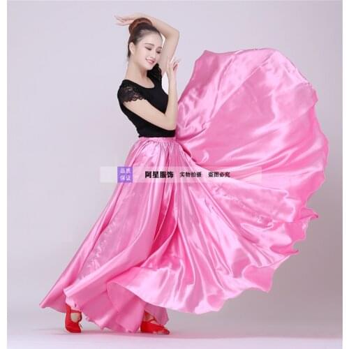 Big Hem (360 540 720 )Maxi Silk Skirts Long Silk Faldas Skirt Long For Ladies Black Skirt Women Unique 90CM High Elastic Waist