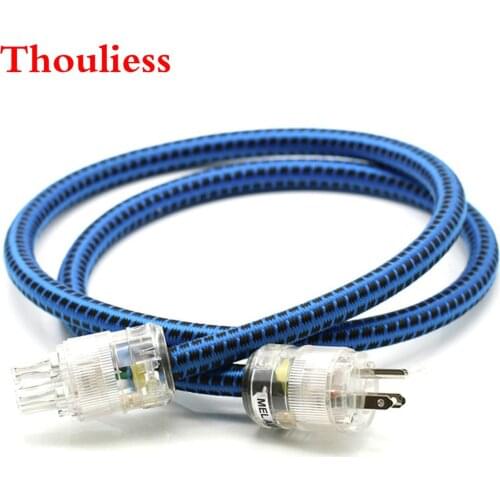 Thouliess HIFI US Power Plug IEC Connector AC Power Cord DVD Amplifier Audio OFC Copper Cable14mm 8AG Bulk Power Cable