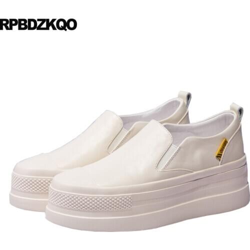Trainers sneakers elevator hidden flats creepers white genuine leather platform designer shoes women luxury 2019 high quality