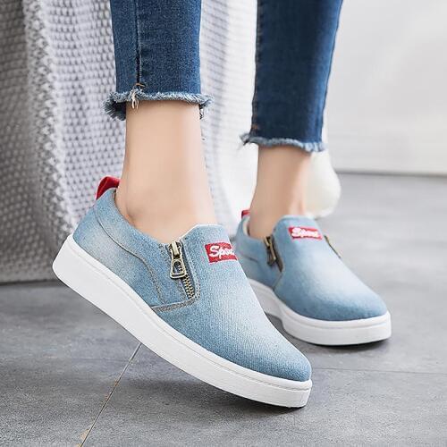 Plus size Women sneakers 2021 new fashion comfortable canvas women shoes solid zip casual shoes woman vulcanized shoes