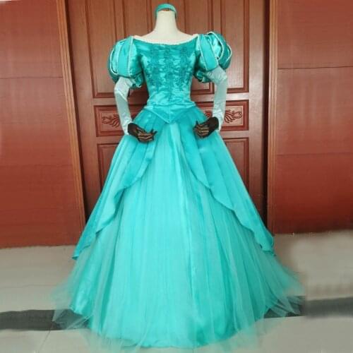 Mermaid Princess Ariel Cosplay Costume Adult Women Stage Performance Dress Halloween Carnival Ball Gown