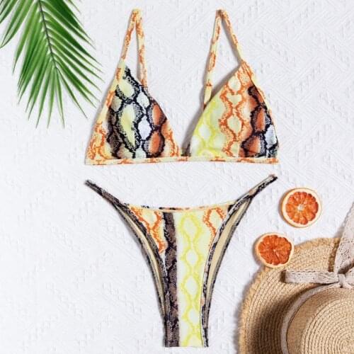 2021 Ladys Sexy Snake Strappy Bandage Push Up Bikini Brazilian Bikinis Women Swimsuit Bathing Suit Biquini Holiday Beachwear XL