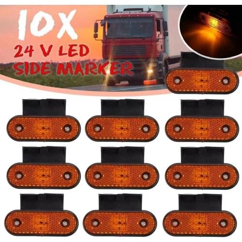 10PCS 24V LED Car Truck Side Marker Lights Turn Signal Lamp Rear Tail Light for Pickup Trailer Caravan Bus Boat RV Lorry