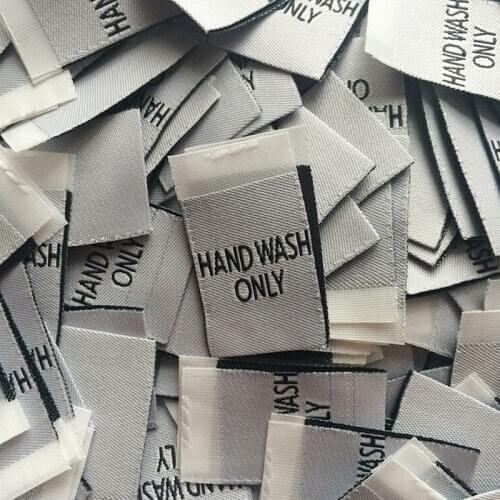 100pcs Hand Wash Only Woven White Labels For Clothing Decoration DIY Crafts Quilting Tags Accessories Supplies