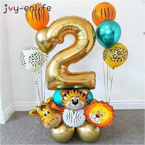 18pcs Jungle Animal Balloons 32inch Gold Number Globos Set Safari Birthday Party Decoration Kids Baby Shower Forest Party ballon