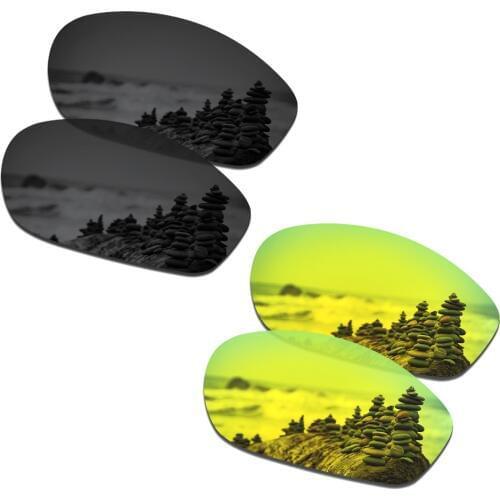 SmartVLT 2 Pairs Polarized Sunglasses Replacement Lenses for Oakley Encounter Stealth Black and 24K Gold