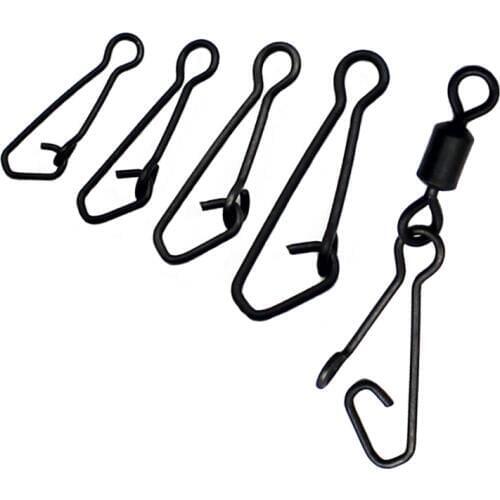 20PCS Carp Fishing Accessories Quick Snap Hook Leader Swivel Clips Matt Black Quick Change Carp Rig Hooklink Snap Bait Connector