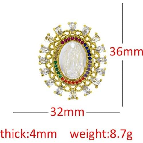 3pcs new design micro rainbow crystal CZ Shell The virgin gold copper charm pendant for making DIY jewelry for necklace earrings