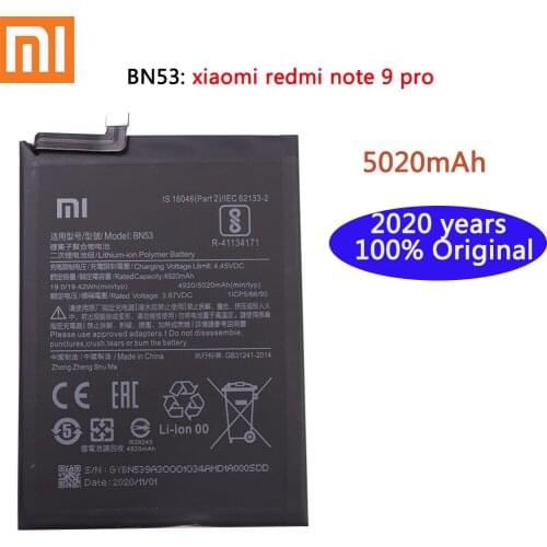 2020 years xiaomi Original 5020mAh BN53 Replacement Battery For Xiaomi Redmi note 9 Pro Bateria Mobile Phone Batteries