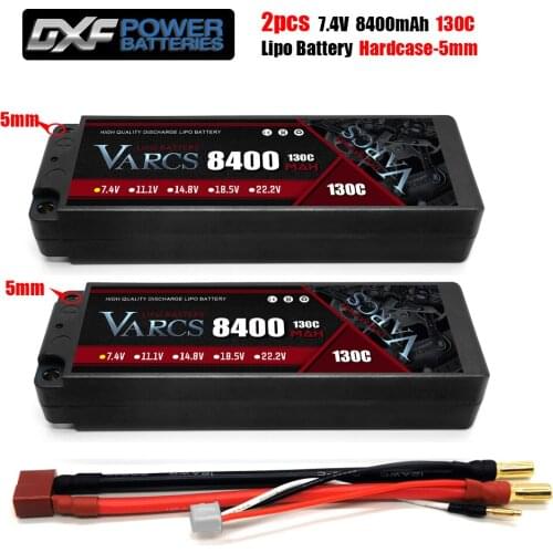 2PCS VARCS Battery 2S Lipo 7.4V 5400mah 6500mAh 7000mah 8400mah 140C 120C140C 130C HardCase for RC1/8 /10 Car Buggy Truck Boats