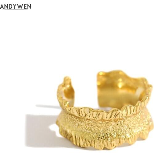 ANDYWEN New 925 Sterling Silver 2020 Rock Punk Jewels Honeycomb Geometric Enamel Rings 2020 Resizable Adjustable Rings