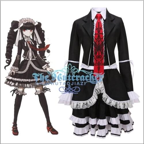 Anime Danganronpa Dangan-Ronpa Celestia Ludenberg Cosplay Costume XS-L Adult Women Uniform Skirt Armband Shirt Red Tie Stock