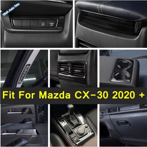 Car Pedal Brake Pedals / AC Vent Outlet / Head Lights / Water Cup / Door Handle Bowl Cover Trim Fit For Mazda CX-30 2020 2021