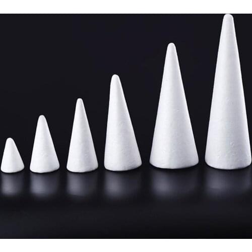 12Pcs White Solid Foam DIY Cone Children Handmade Craft Cone Accessories For Home Craft Christmas Xmas Decor