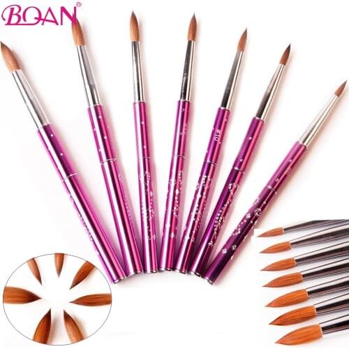 BQAN 1 Pc #6 #8 Acrylic Nail Art Brush Kolinsky Sable Hair Manicure Nail Oval Brush Nail Painting Pen Polishing Brushes Tool